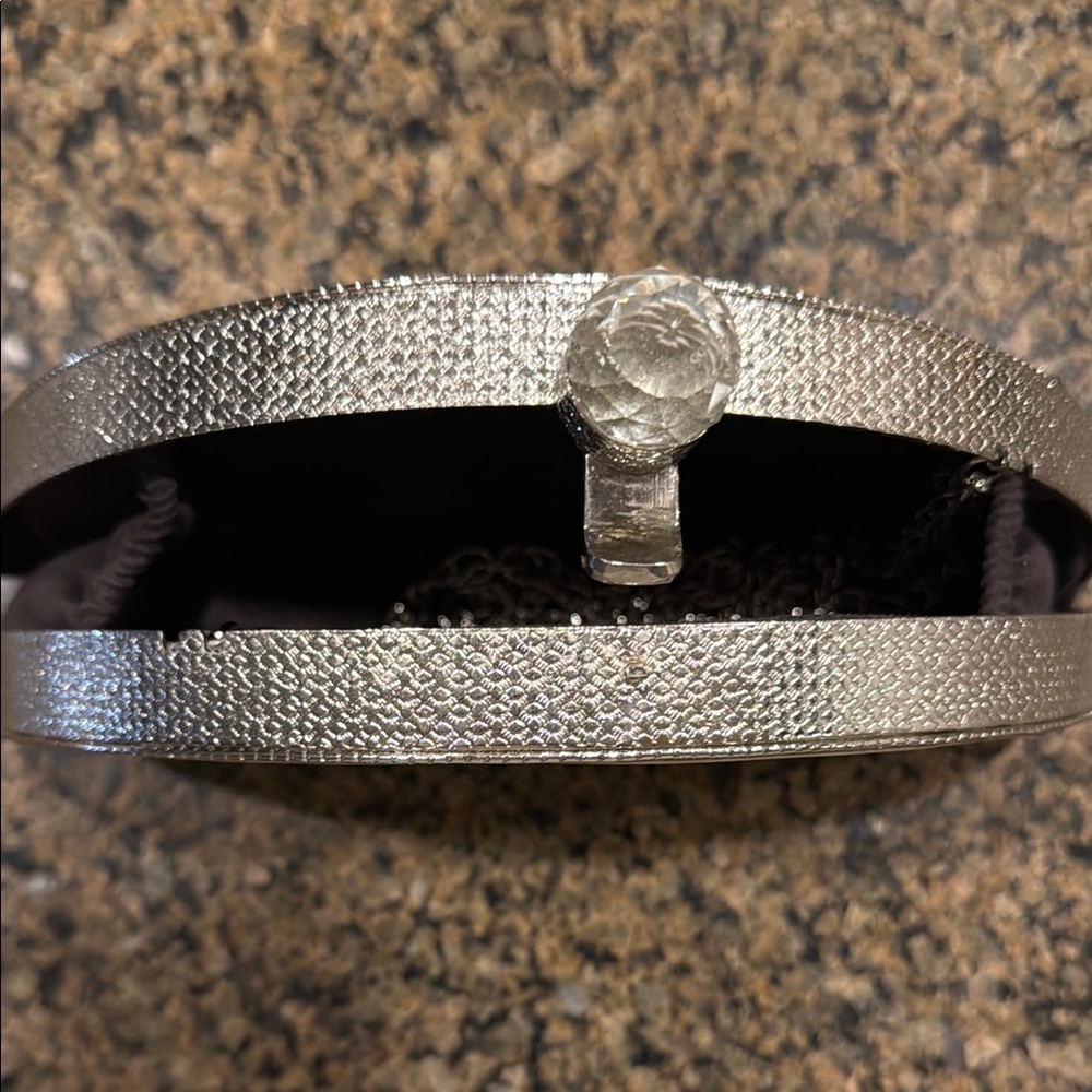 Vintage Inspired Shell Clutch with Crystal Clasps - Mother of Pearl silver - Picture 2 of 5